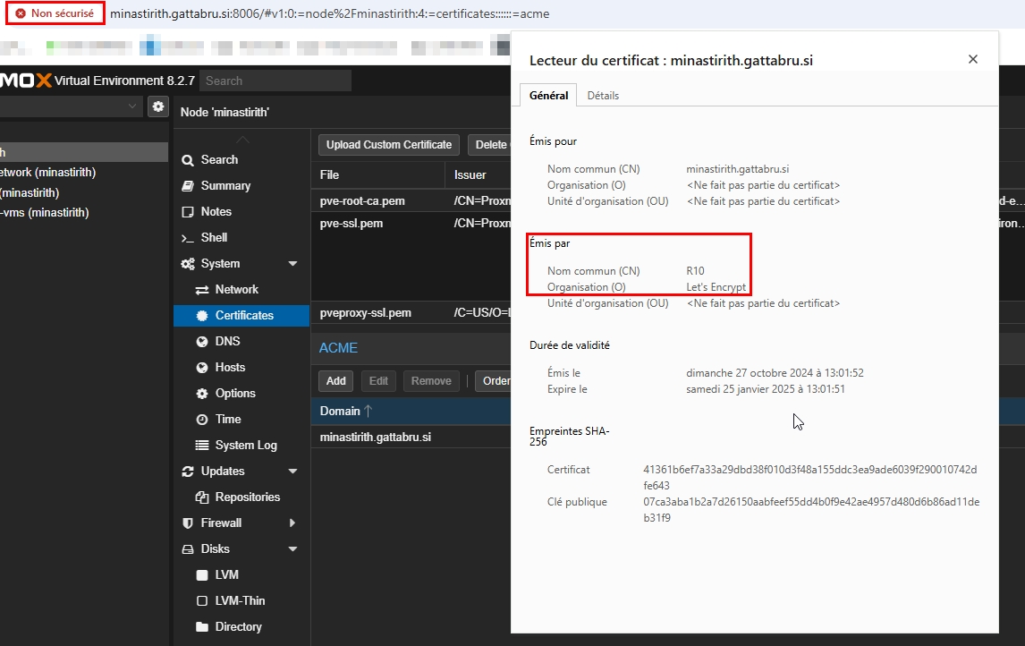 Proxmox alter good certificate